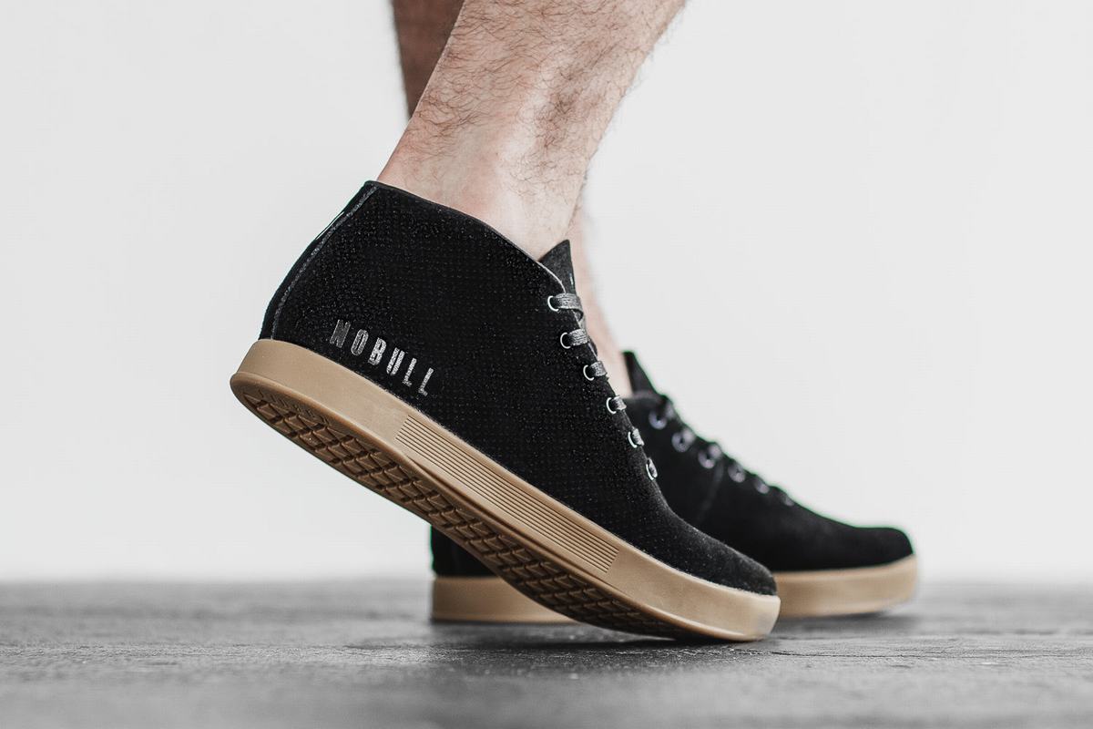 Nobull Suede Mid Men's Trainers Black | Australia (FJ7104)